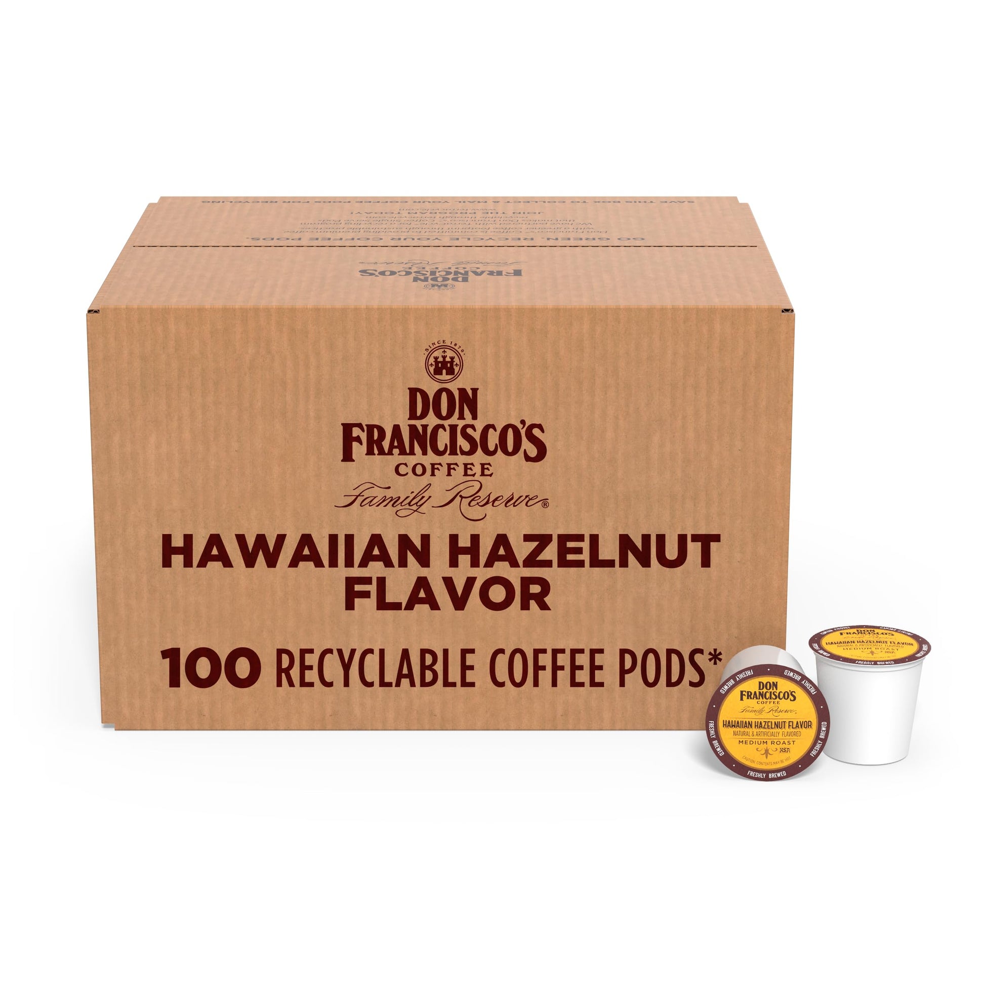 Don Francisco's Hawaiian Hazelnut Flavored Coffee Pods 100 Count