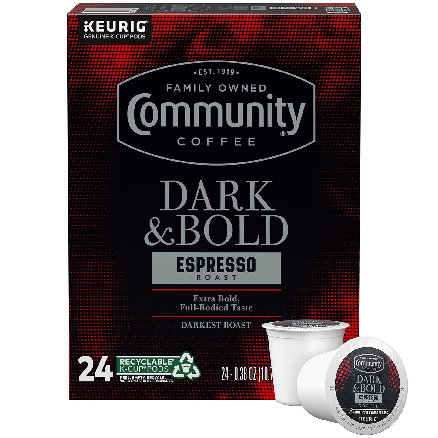 Community Coffee Dark & Bold Espresso Roast 24 Count Coffee Pods